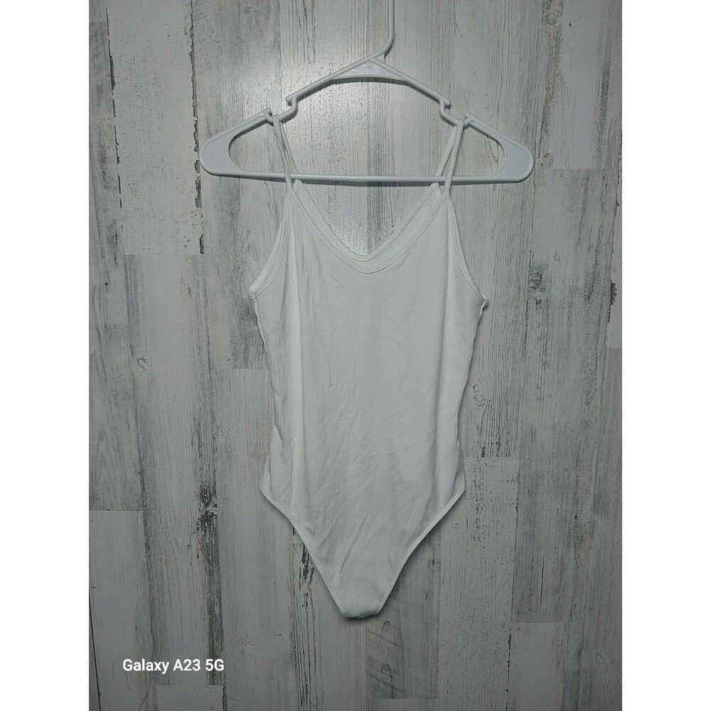American Eagle AE Ribbed Bodysuit Women's Medium White Casual Comfort Fit